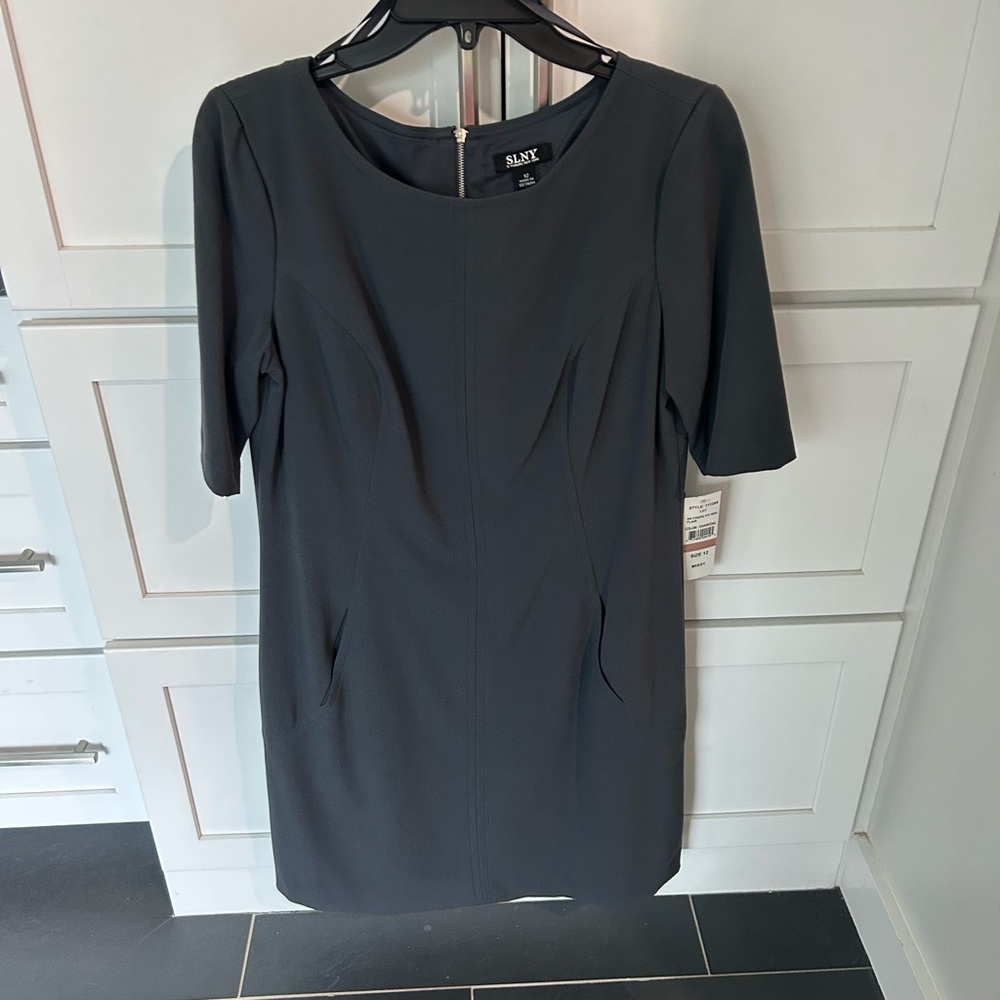SLNY Women's Charcoal Midi Dress